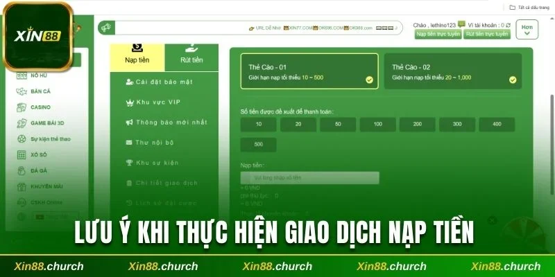 Lưu ý khi thực hiện giao dịch nạp tiền mà bạn cần nắm 